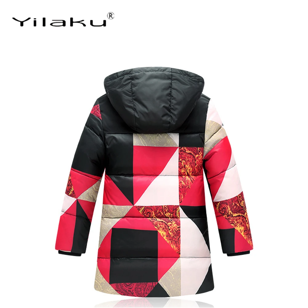 Yilaku/Детские пальто с капюшоном для девочек и мальчиков; верхняя одежда; теплые зимние пальто; двухслойные водонепроницаемые ветрозащитные верхняя одежда с принтом; CG212