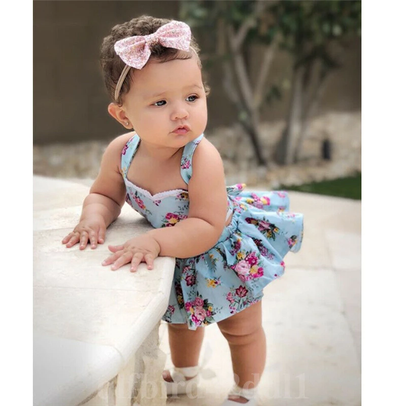 

Summer New Baby Girls Romper Bodysuit Newborn Clothes Cotton Jumpsuit Floral print Romper-dress Sleeveless Infant Outfits 0-24M