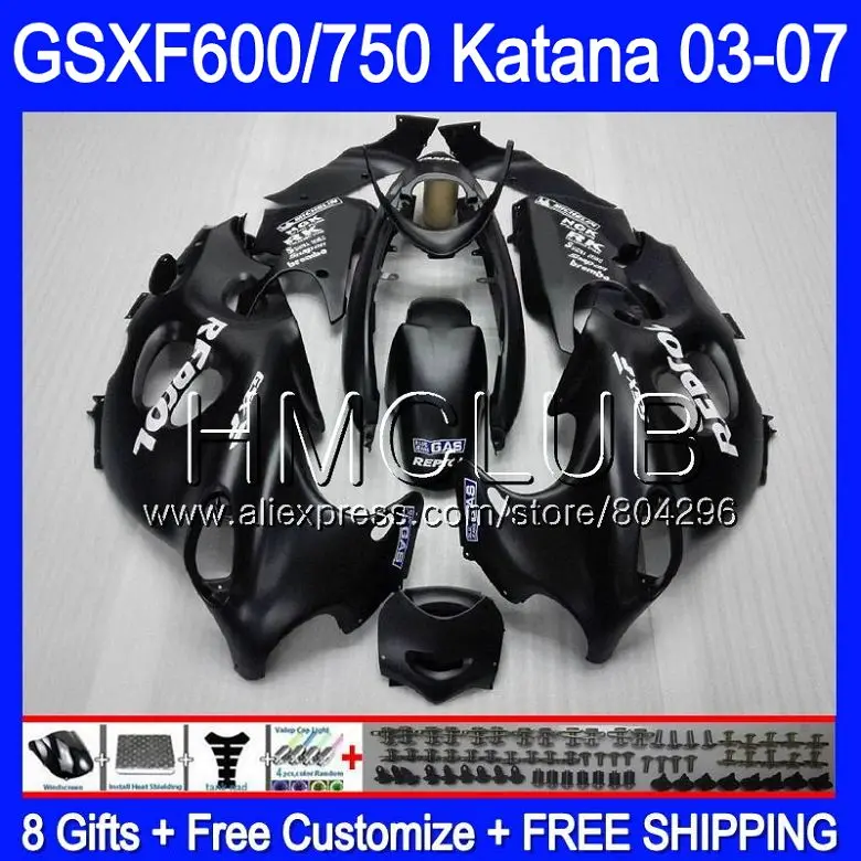 

Bodys For SUZUKI KATANA Flat black GSXF600 2003 2004 2005 2006 2007 8HM.9 GSX600F GSXF 600 750 GSXF750 03 04 05 06 07 Fairing