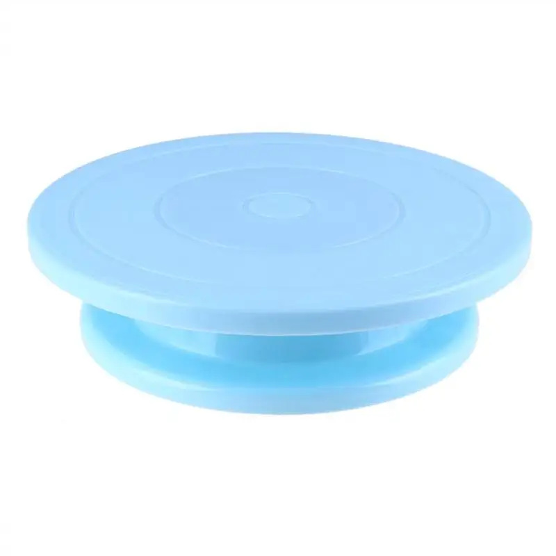 Сковородка "сделай сам" для выпечки противоскользящая круглая подставка для торта для украшения пластиковых тарелок для торта Вращающийся поворотный стол инструмент для приготовления пищи - Цвет: Синий