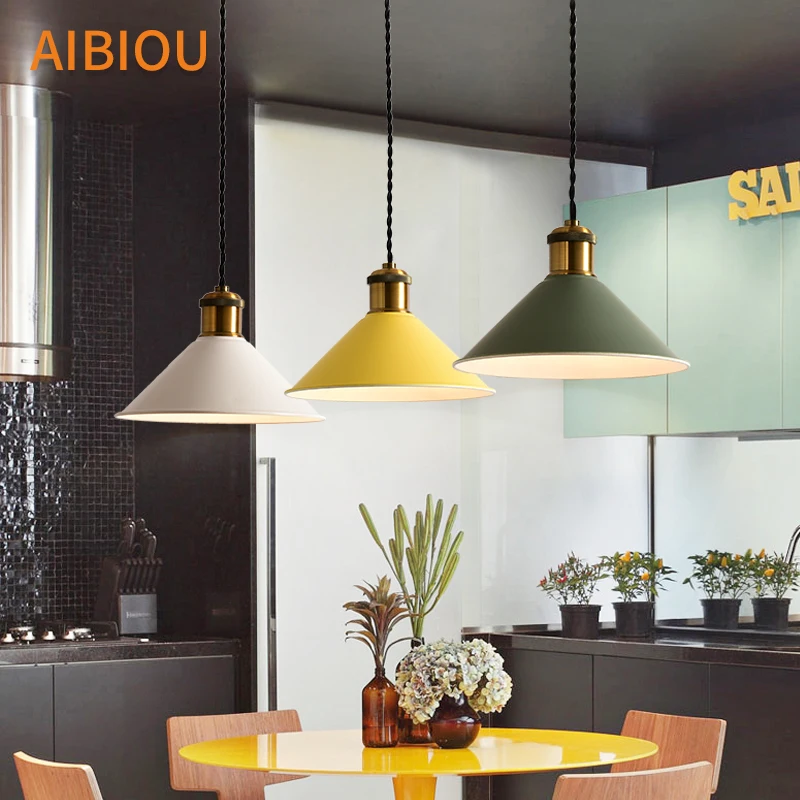 

AIBIOU Nordic LED Pendant Lights For Dining Colorful Pendant Light E27 Kitchen Hanging Lamp Cord Lighting Fixtures