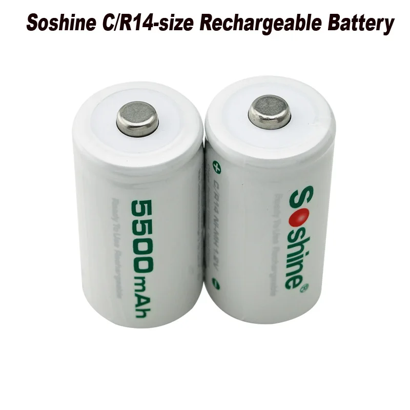 Soshine C/R14 C Size 1.2V Rechargeable Batteries NiMH 5500mAh battery-2PCS Soshine C/R14 C Size 1.2V Rechargeable Batteries NiMH 5500mAh battery-2PCS