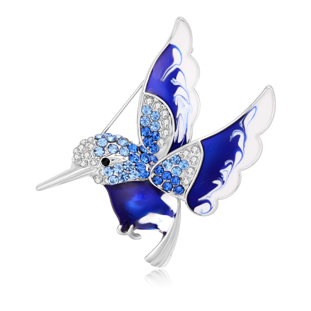

Cheapest Factory Direct Sale Enameled brooches White /green crystal Rhinestones Fly Bird Brooch Pins blue red & Green for c