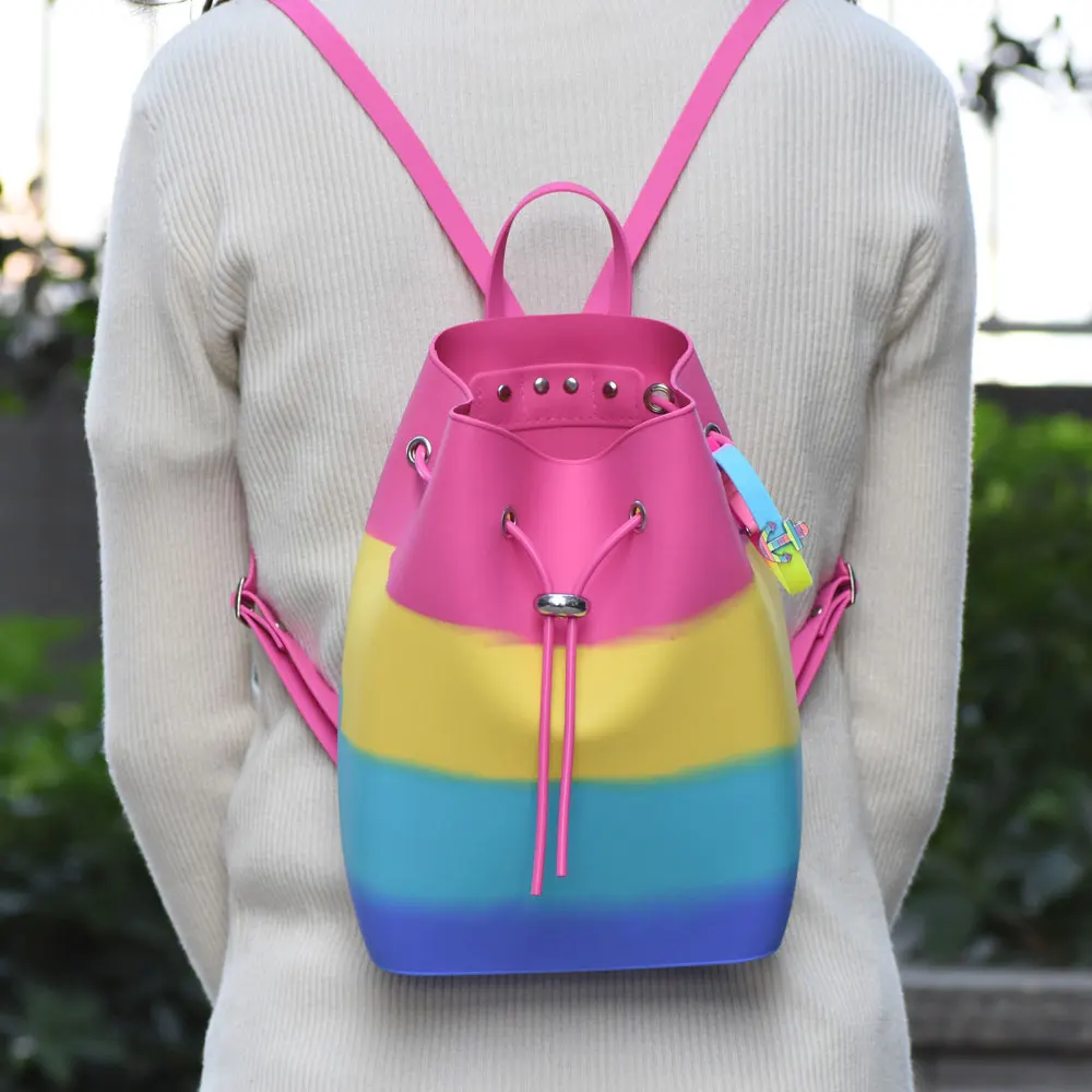 Милые сумки для девочек-подростков; Детский рюкзак из мягкого силикона ярких цветов; модная детская сумка; рюкзаки для девочек+ браслет