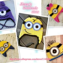 Вязаные для новорожденных шапки ручной работы с героями мультфильма «Гадкий я»; шапка для новорожденных; шапка с миньонами для фотосессии