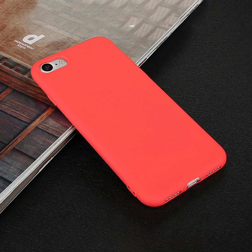

GerTong Phone Case For iPhone X XR XS Max Simple Plain Red Frosted Matte PC Back Cover Cases For iPhone 7 8 6 6S Plus Candy Capa