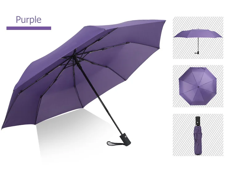 Полностью автоматический зонт от дождя для женщин и мужчин 3 складной светильник и прочный 386 г 8 к сильные Зонты Дети Дождливый Солнечный цена