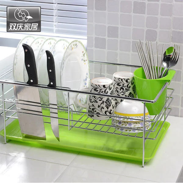 Stainless Steel Plate Dish Cutlery Cup Drainer Rack Drip Tray Stainless Steel Plate Dish Cutlery Cup Drainer Rack Drip Tray Plates Holder Silver Kitchen Storage Shelf