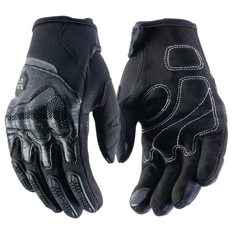 

Motorcycle Gloves Moto Men Genuine Leather Glove Motocross Protective Gear Cycling Guantes Moto Luvas de motocicleta black