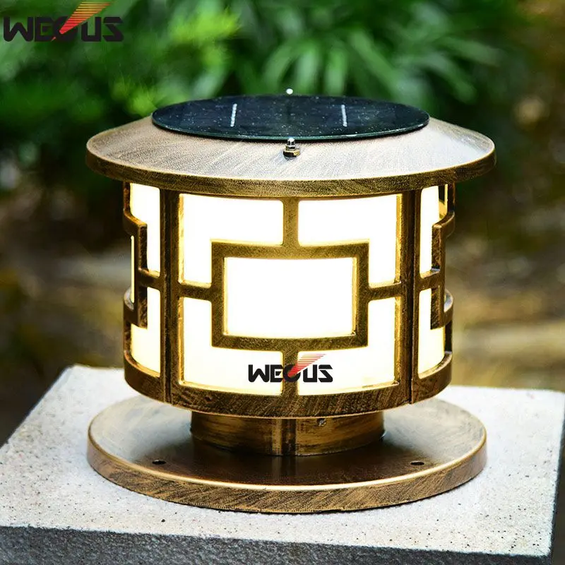 LED circular solar pillars light waterproof wall pillar lamp villa