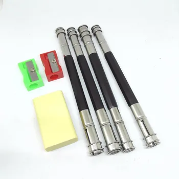 

(4 Pencils Holder+2 Sharpner+1 Eraser) Pencil Extender with 8mm and 9mm holes Double Pencil Lengthener Pencils Extension