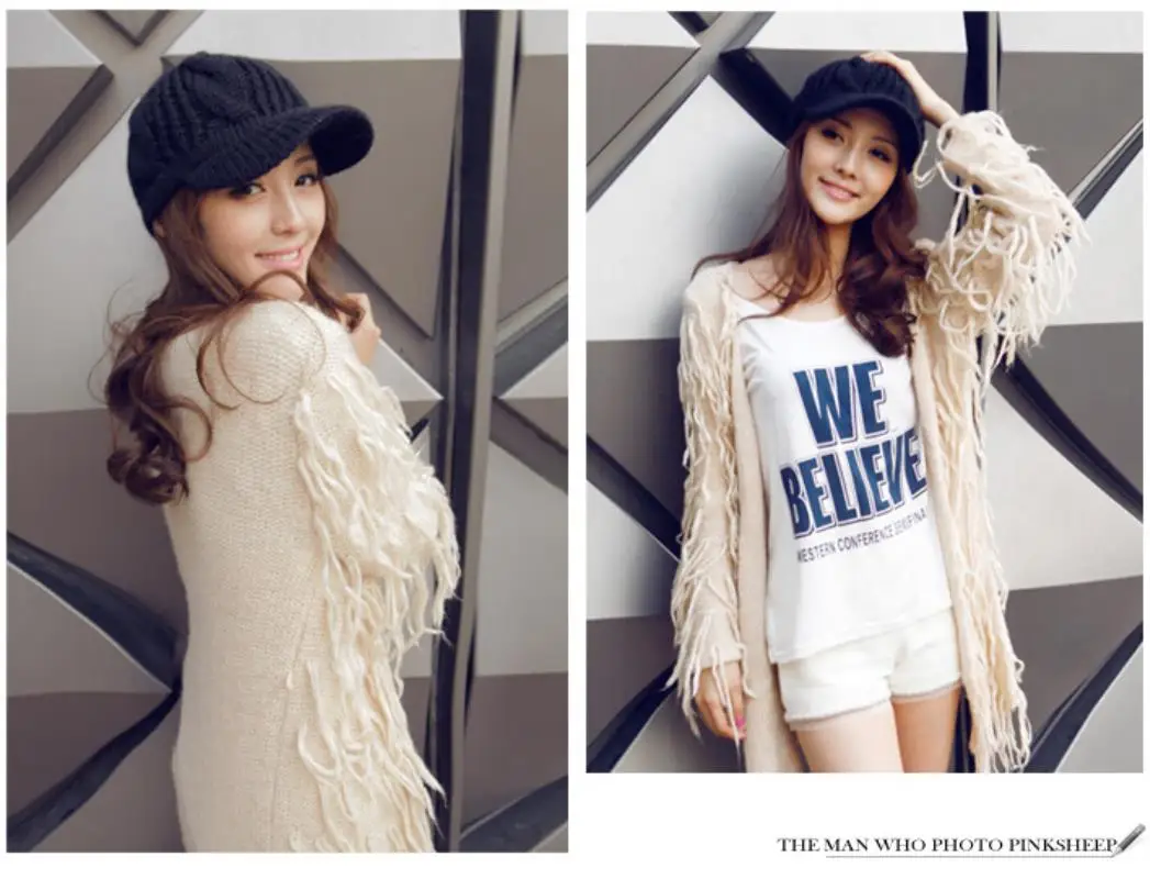 Winter Women's Caps Warm Wool Hats Solid Color knit Hat Earmuffs Visors Female Hand Hook Fashion Hats