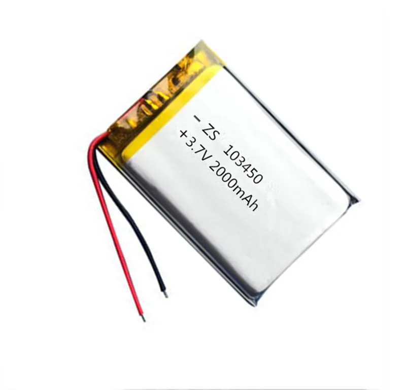 

1pcs 103450 3.7V 2000mah lipo polymer lithium rechargeable battery for MP3 GPS navigator DVD recorder headset e-book camera