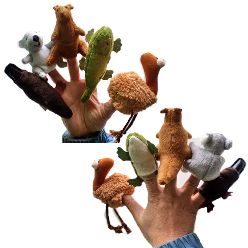 Australian Unique Animals Finger Puppets Plush Koala Kangaroo Platypus Ostrich Crocodile Talking Props Baby Kids Learning Educational Toys 5pcsset (2)