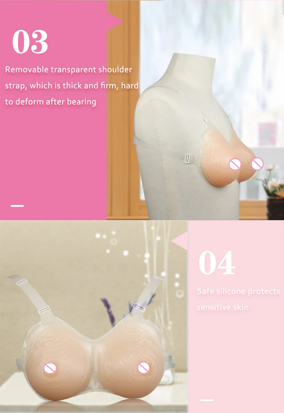 Komaynaly Strap-on 1000 gram Silicone Breast Form Prosthesis Fake Boobs Fake Breast Enhancer for CrossdresserCosplayMastectomy (5)