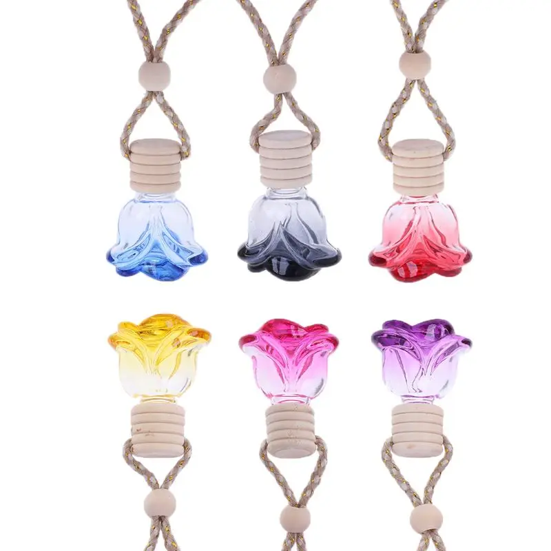 

Car Rose Shape Essential Oils Perfume Bottle Empty Hanging Bottle Air Freshener