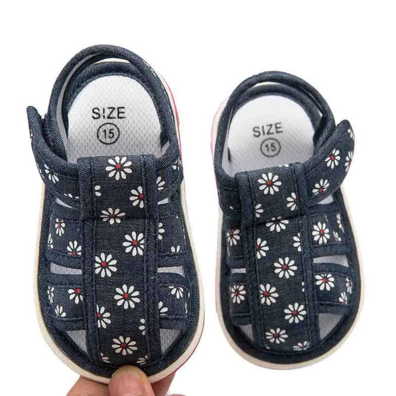 Сандалии для новорожденных; BabyGirl; летние хлопковые парусиновые сандалии для девочек с бантом; BabyShoes Playtoday; пляжные сандалии; Размеры 0-18 м - Цвет: 31L