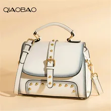QIAOBAO весенние и летние пакеты новая волнистая воловья кожа Курьерская сумка, досуг дикая Ретро сумка заклепки Портативный Доктор сумка