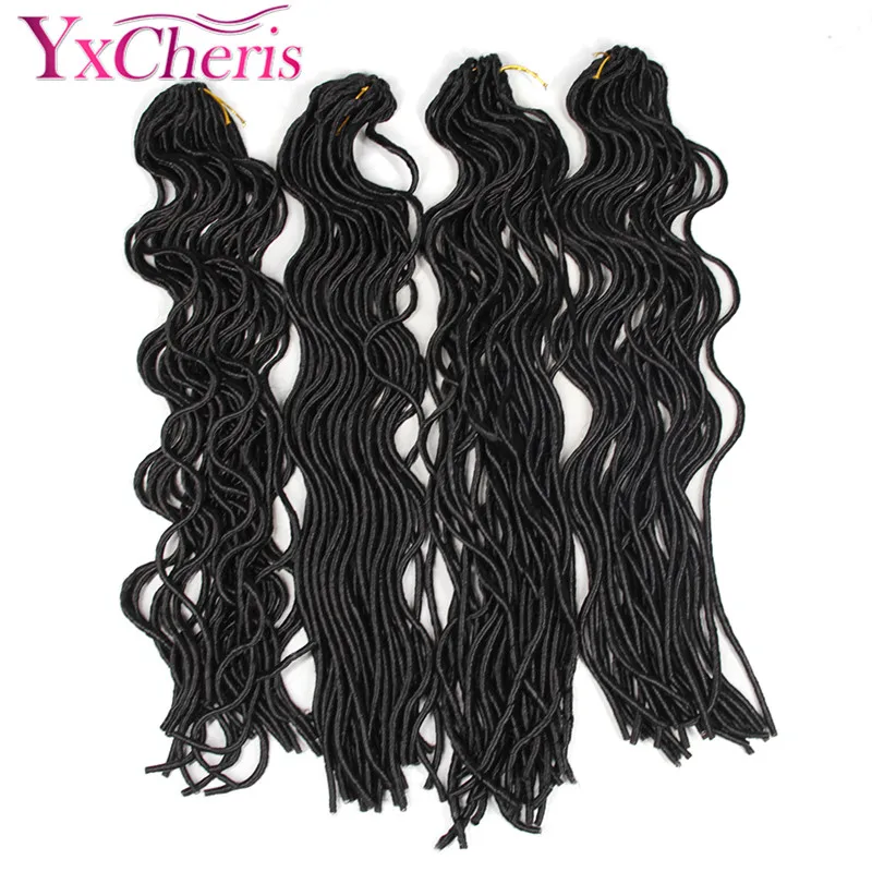 YxCherisHair 1" кудрявый вьющиеся Синтетические Искусственные локоны в стиле Crochet волос goddesss dreadlocs глубокий Волнистые искусственные локоны в стиле Crochet косы волосы для наращивания