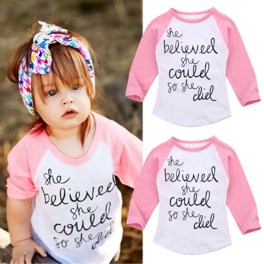 Fashion Kids Toddler Baby Girls Tees Tops Long Sleeve Print T shirt