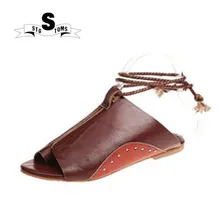 Для женщин летние 42, 43 большой Размеры, на шнуровке, из кожи, в римском стиле, плоские, для пальцев на ногах, на шнуровке Дамская обувь Туфли без каблуков женские мокасины прогулочная обувь twm0082