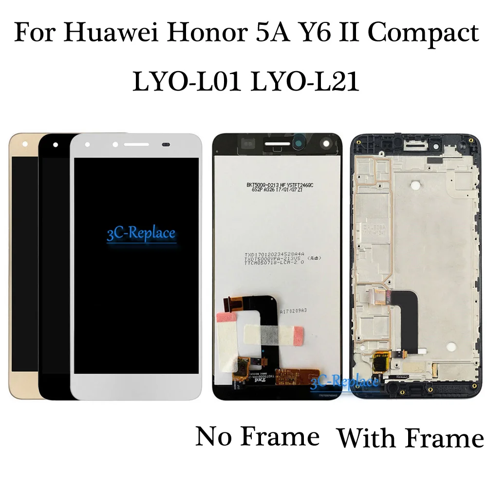 5,0 '' для huawei Honor 5A Y6 II компактный LYO-L01 LYO-L21 Полный ЖК-дисплей+ кодирующий преобразователь сенсорного экрана в сборе+ рамка