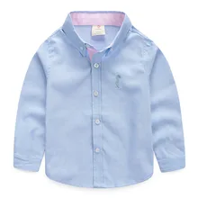 Детская одежда рубашки для мальчиков однотонные тонкие хлопковые рубашки с длинными рукавами для маленьких мальчиков, детская одежда повседневные рубашки топы