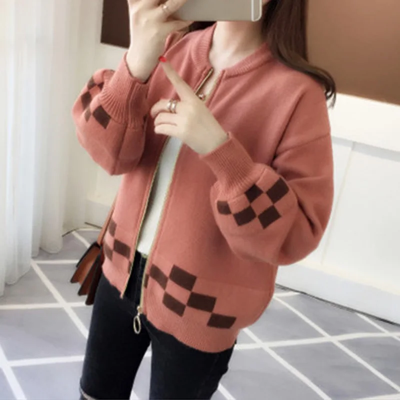 2019 Apring Новая мода корейский женский свитер короткий Цвет Соответствующие снаружи взять вязаный кардиган свободные свитера женский тренд