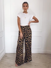 USA Womens High Waist Plain Palazzo Wide Leg Flared Ladies Loose Trousers Pants Elegent Leopard print wide-leg pants USA Womens High Waist Plain Palazzo Wide Leg Flared Ladies Loose Trousers Pants Elegent Leopard print wide-leg pants