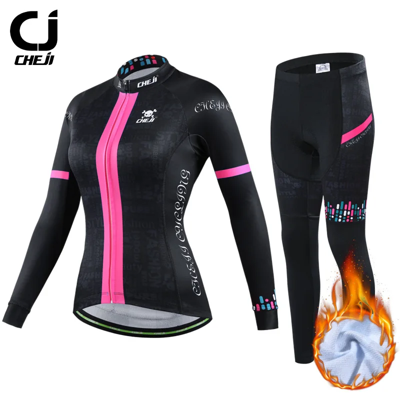 

2018 New Winter Cycling Jersey Set Women Thermal Fleece Tight Riding Jerseys Clothing Windproof Warm Bike Bicycle Jersey Sets