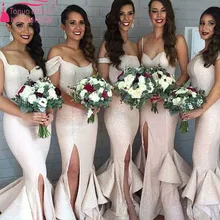 Arabic Mermaid bridesmaid Dress Sexy side Solit Gowns Off shoulder Wedding Guest Dresses Long Prom Dress Z017