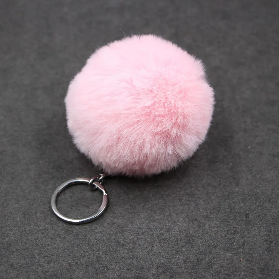 1 шт. искусственный мех мяч 8 см помпон брелок для автомобиля брелок кролик мех мяч брелок меховой бренд помпоны сумка Подвески с брелок на цепочке - Цвет: Pink