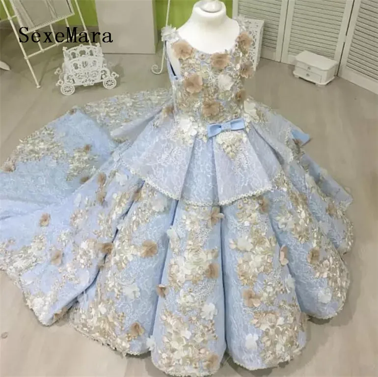 New Flower Girl Dress for wedding Pageant Party Communion Birthday kids/' dresses