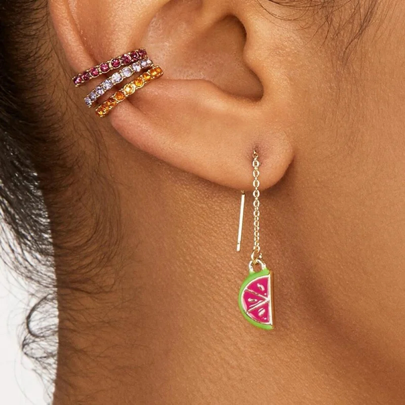 Lalynnlys Cute Cherry Watermelon Pineapple Drop Earrings New Fashion Rhinestone Fruit Dangle Earrings Ear Accessories Hot E60491