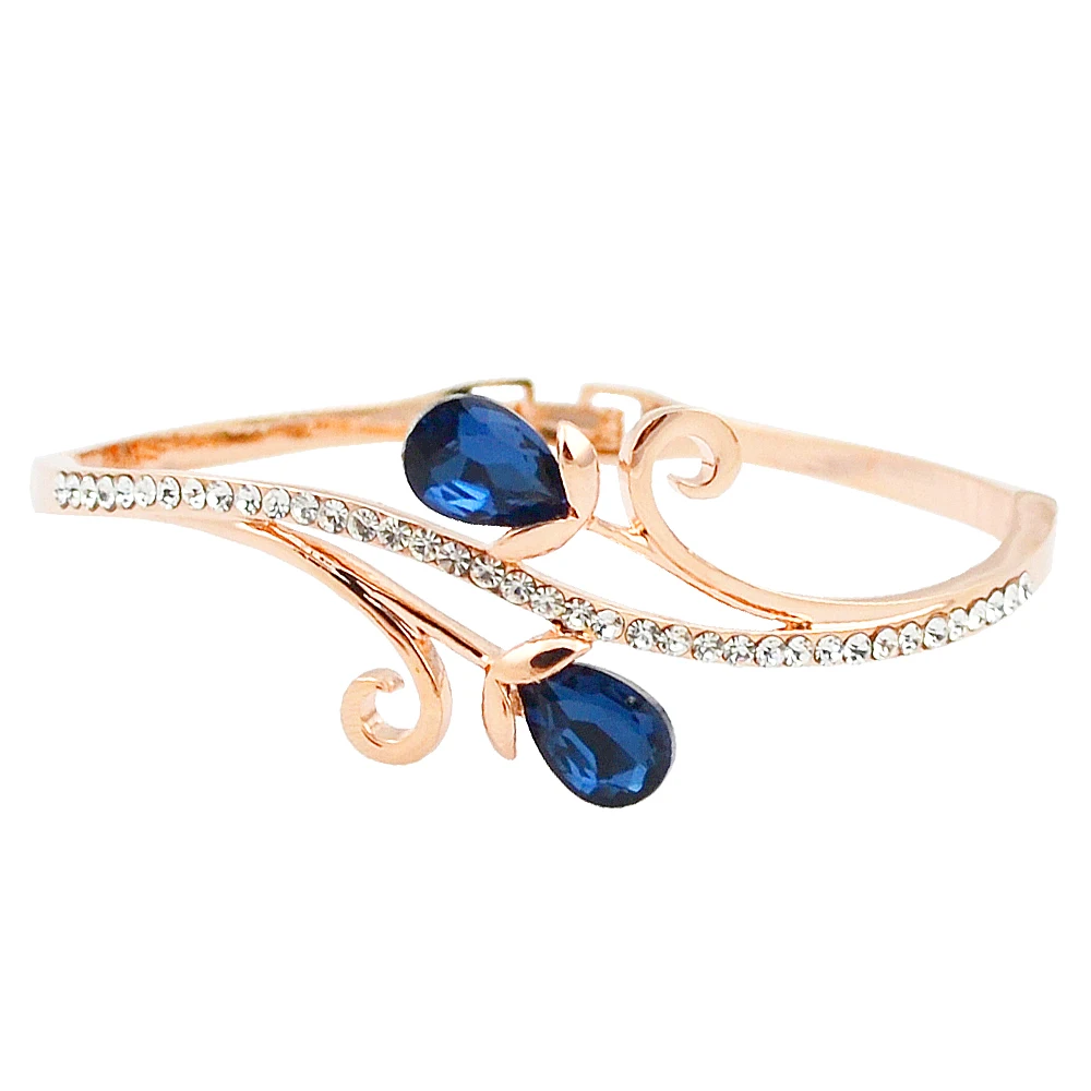 

W014 Austrian Crystal Bangles Women Gold And Silver Color Jewelry 2017 Latest Design Bangle Wholesale Valentine's Day Gifts