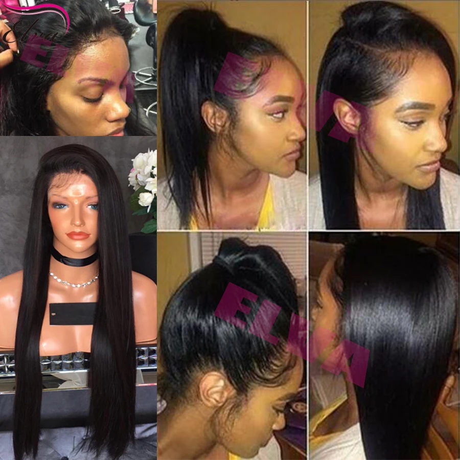 High Ponytail Full Lace Wigs With Baby Hair Silky Straight Lace Front