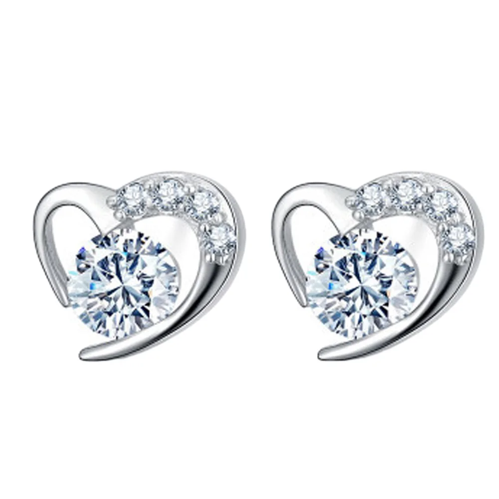 MoAndy Silver Plated Women Stud Earring Black Artificial Pearl White Pin Pierced