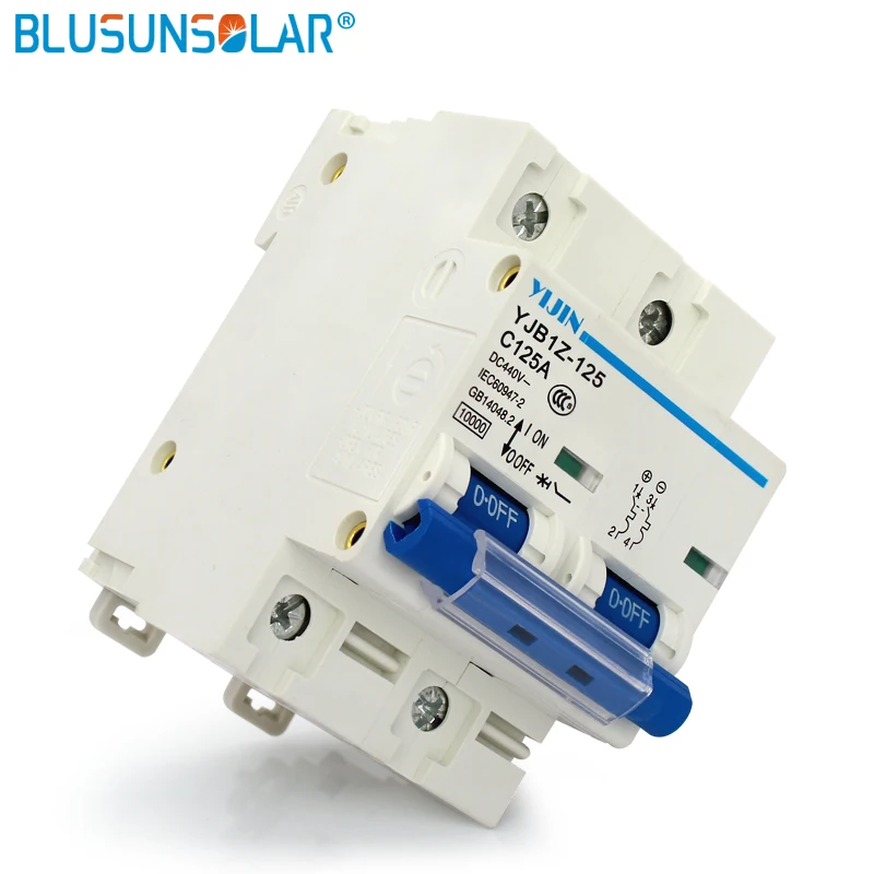 5 шт./партия Солнечная система питания 2P 125A DC440V MCB Солнечная энергия фотоэлектрический PV Мини DC Автоматический выключатель Солнечная PV установка