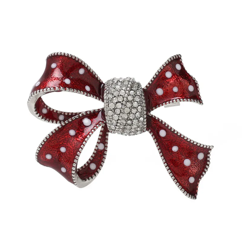 

Red Scarf Bow Gold Color Brooches for Women and Men Fashion Charms Party Silver Bow Brooch for Female Christmas Gifts for Men
