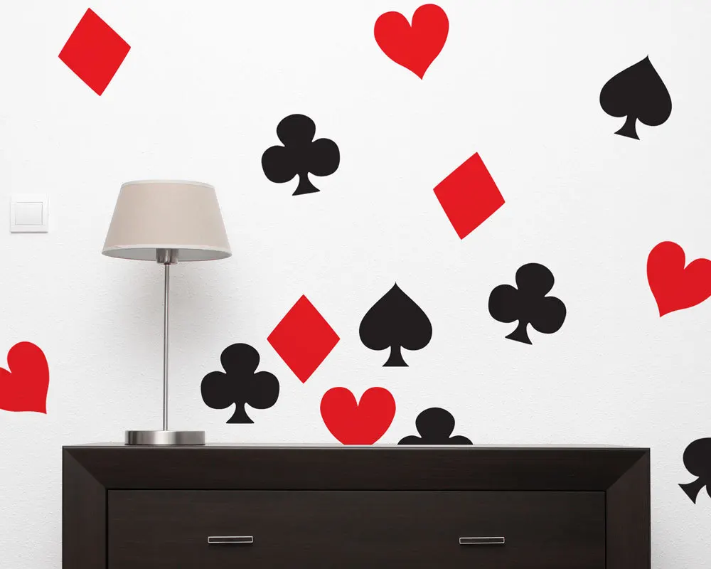 وجه بطاقة حلويات مجموعة من 40 نادي صائق الحائط سبيد شارات الماس صائق القلب صائق ملصقات الحائط ديكور المنزل غرفة نوم جدارية JW117