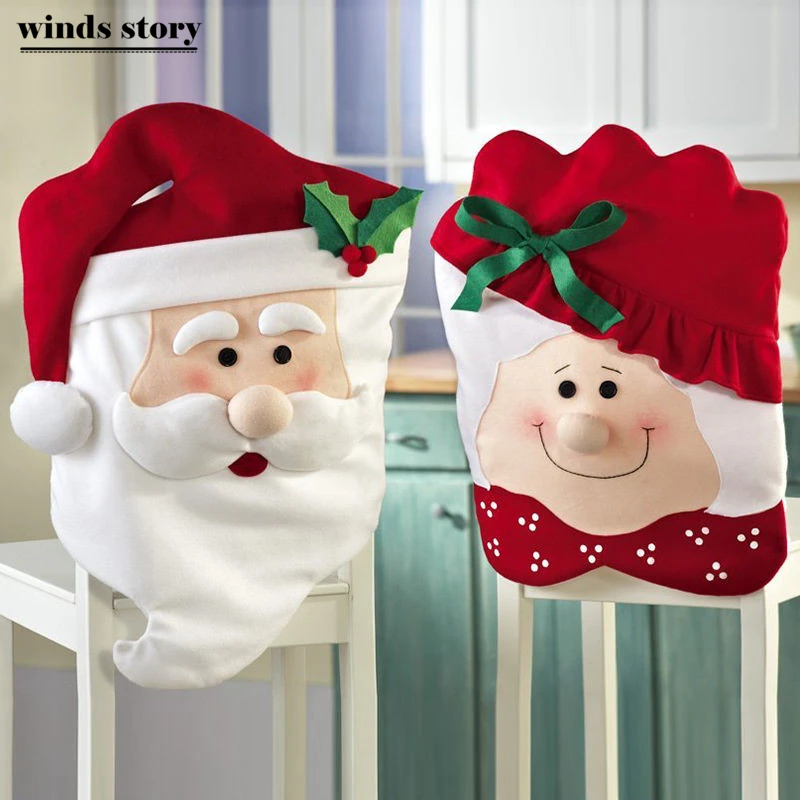 2pc Mr&Mrs Santa Chair Covers Santa Claus Natal Navidad Christmas