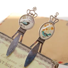 Новая мода ретро стеклянная Птица узор корона дизайн закладки для книги креативная Винтажная закладка поставки 787