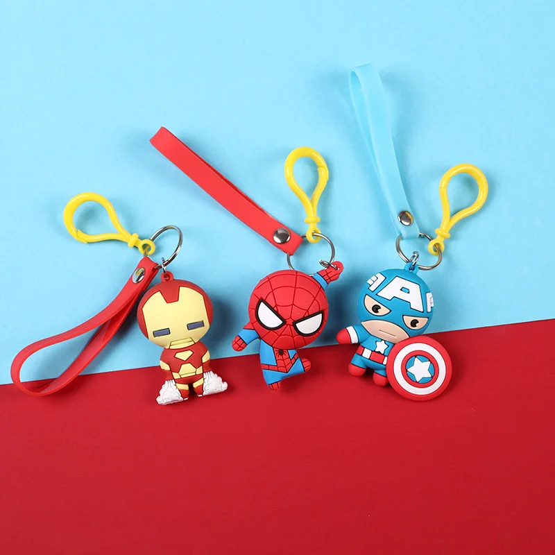 

Marvel Deadpool Batman cartoon PVC keychains Iron Man Captain America funny cute pendant keyrings porte clefs Llaveros kids gift