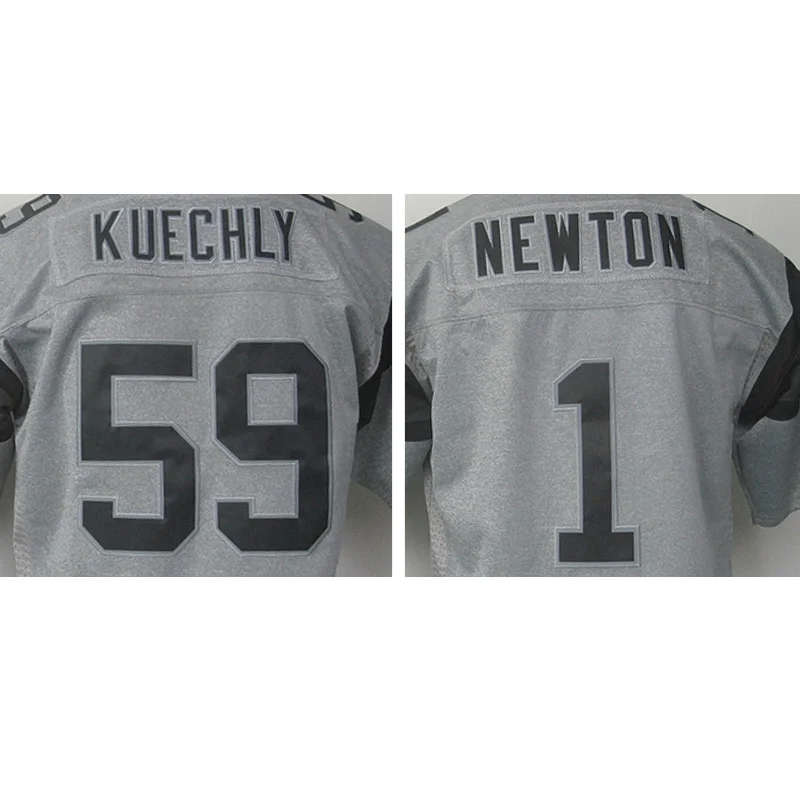 Дешевые мужские 1 # Cam Ньютон Высокое качество #59 Луки Kuechly 100% Прошитой Логотипы