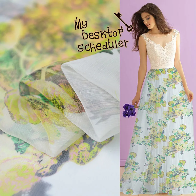 

Fresh floral silk sheer super thin crinkled silk chiffon fabric for skirt