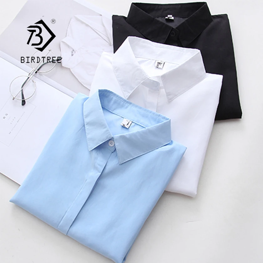 

2019 Spring White Shirt Office Lady Wear Button Up Turn Down Collar Long Sleeve Cotton Plus Size 2XL Blouse Feminina HOT T92501F