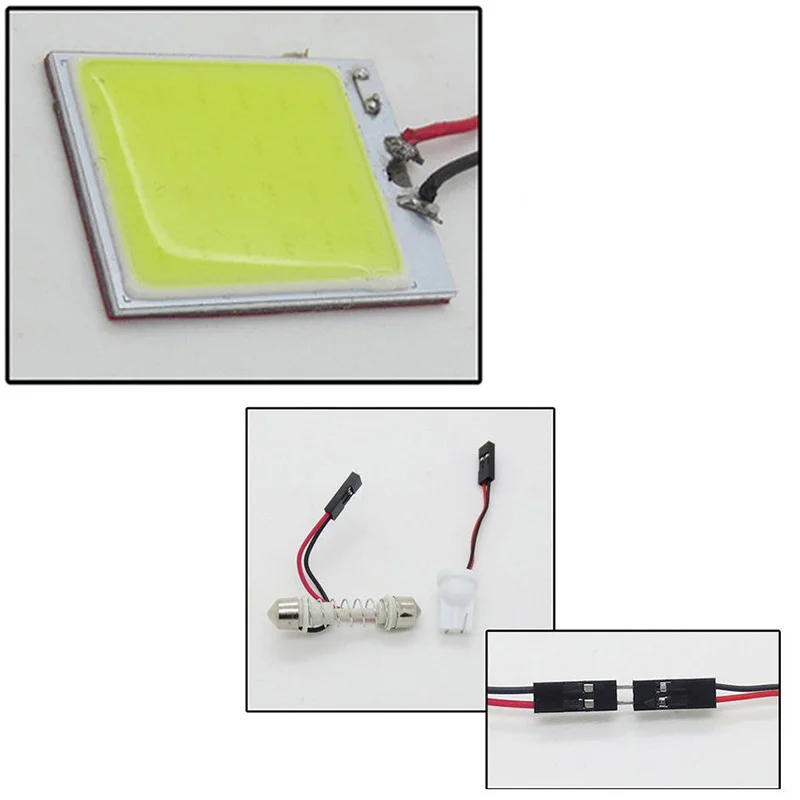 10pcs/lots 12V 6W 48SMD COB LED Car Interior Dome Panel T10 Festoon Light Lamp Bulb