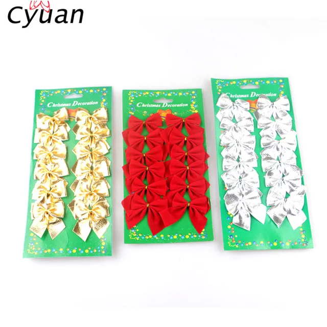 Cyuan 12 pz Di Natale Fiocco Rosso Di Natale Nodo Dell'arco FAI DA TE Albero di Cyuan 12 pz Di Natale Fiocco Rosso Di Natale Nodo Dell'arco FAI DA TE Albero di