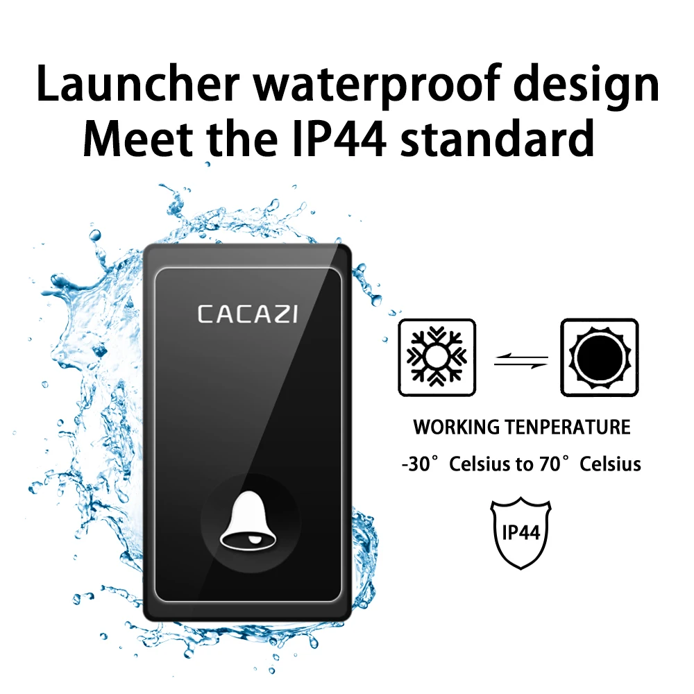 CACAZI No Battery Required Wireless Doorbell Self-powered Waterproof Intelligent Home Door ring Bell US EU UK Plug 58 Chimes CACAZI No Battery Required Wireless Doorbell Self-powered Waterproof Intelligent Home Door ring Bell US EU UK Plug 58 Chimes