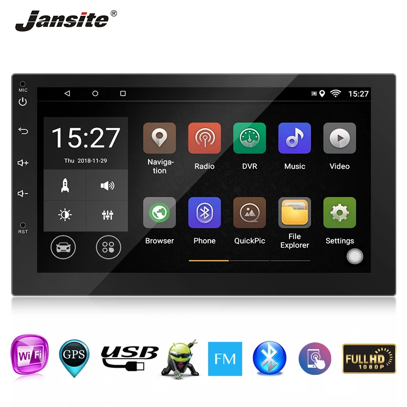 

Jansite 7 inch Touch Screen 2 din Radio Car Android 8.1 Player with Backup camera Bluetooth Stereo radio Steering wheel control
